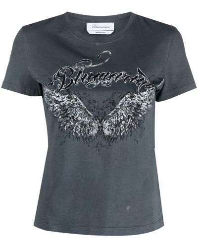Blumarine Logo-print Cotton T-shirt - Black