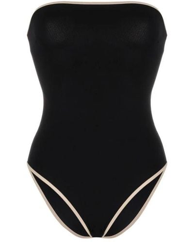 Totême Stripe Edge Strapless Swimsuit - Black