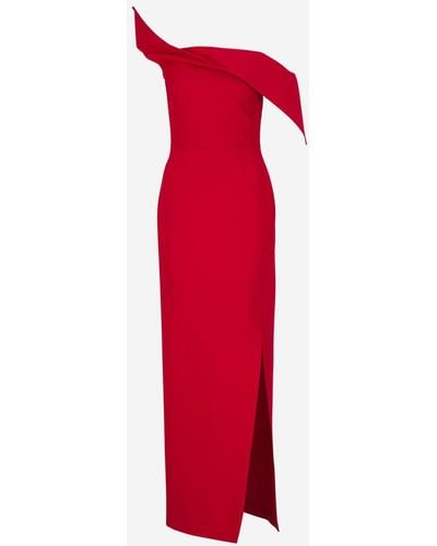 Roland Mouret Asymmetric Wool-blend Maxi Dress - Red