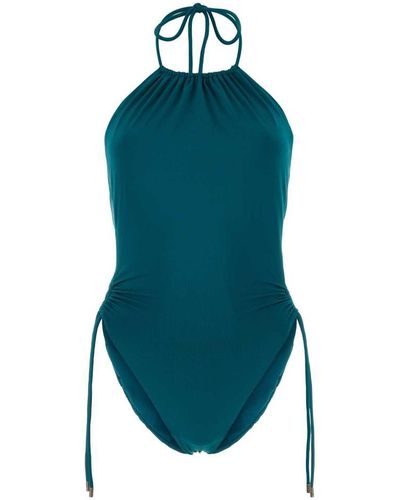 Saint Laurent Lace-up Detail Swimsuit - Blue