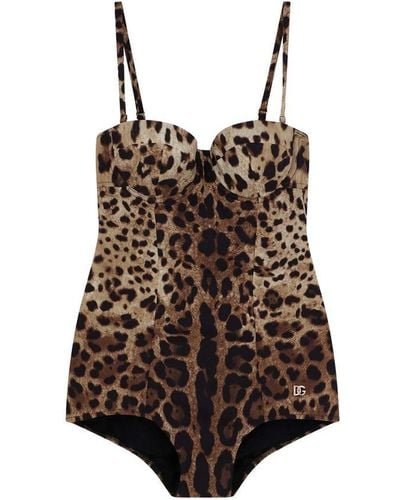 Dolce & Gabbana 'Leopardo' One-Piece Swimsuit - Brown