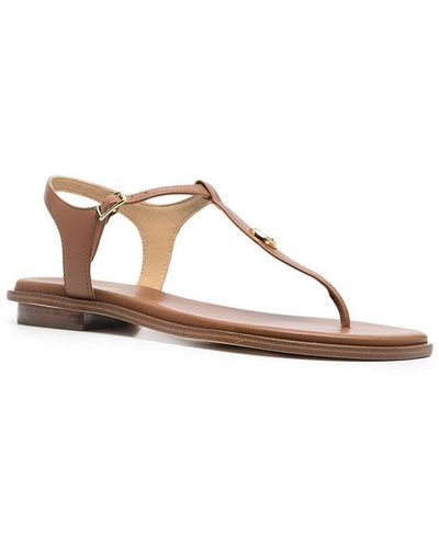 MICHAEL Michael Kors Mallory Leather Thong Sandals - Brown