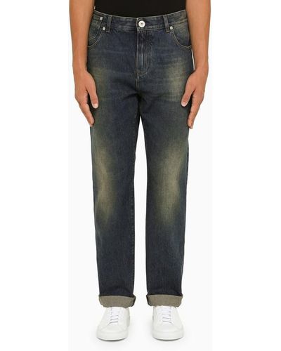 Balmain Blue Regular Denim Jeans - Gray