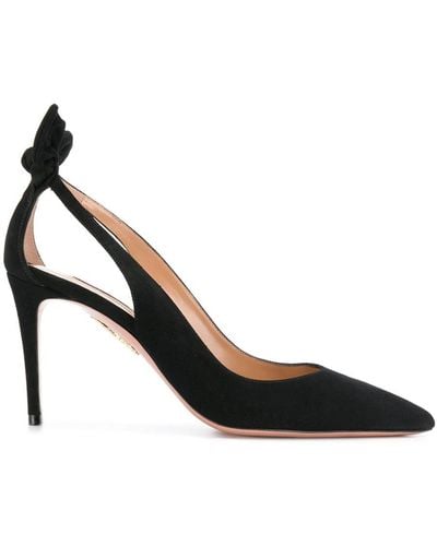 Aquazzura Bow Tie 105 Suede Pumps - Black