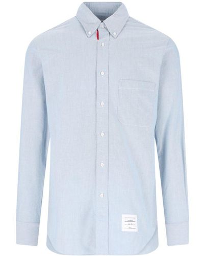 Thom Browne Button-Down Collar Cotton Shirt - Blue