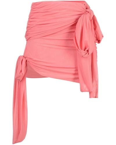 Blumarine Bow Detail Draped Mini Skirt - Pink