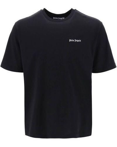 Palm Angels Brand-embroidered Short-sleeved Cotton-jersey T-shirt - Black