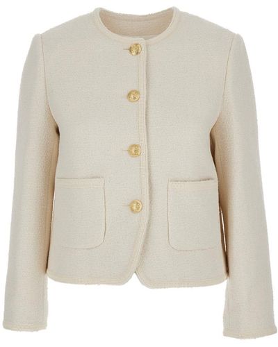 DUNST Classic Boucle Tweed Jacket - White