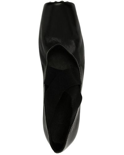 Uma Wang Square-toe 35mm Leather Ballerina Shoes - Black