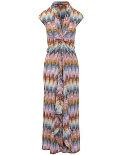 Missoni Long Dress With Metalized Strands - White