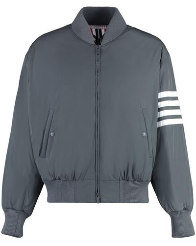 Thom Browne Bomber Jacket In Technical Fabric - Grey