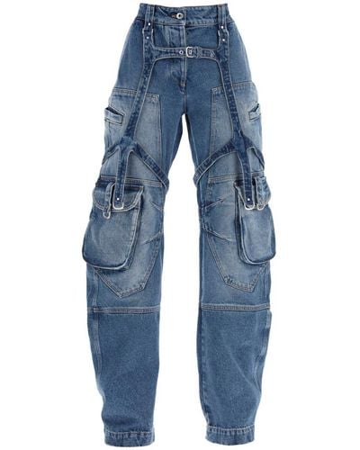 Off-White c/o Virgil Abloh Off- Cargo Jeans With Harness Details - Blue