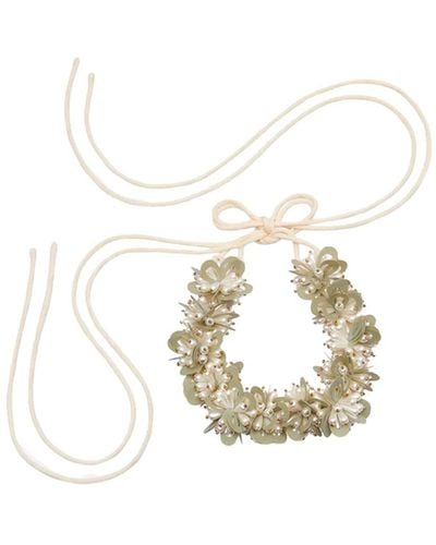 Dries Van Noten Embroidered Flowers Necklace Accessories - White