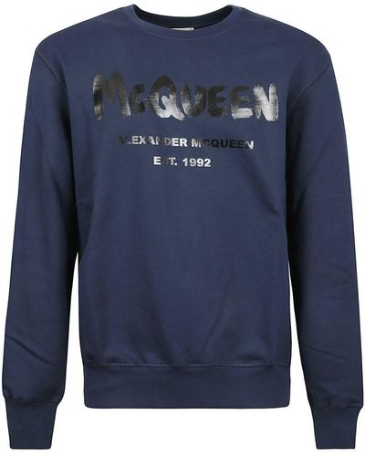 Alexander McQueen Logo Print Sweatshirt - Blue