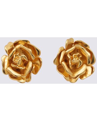 Blumarine Gold Metal Rose Earrings - Metallic