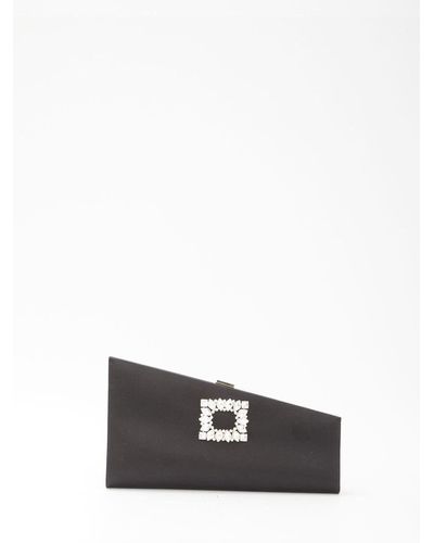 Pochette Portefeuille Roger Vivier Paris – Cuir Noir Et Blanc, Occasion Très Bon état