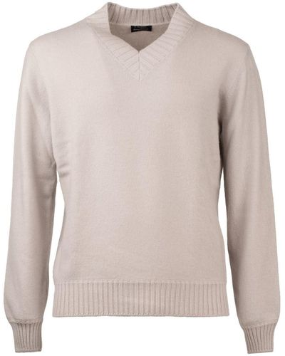 Barba Napoli 100% Cashmere V-neck Sweater - Grey