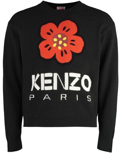 KENZO Crew-neck Wool Sweater - Black