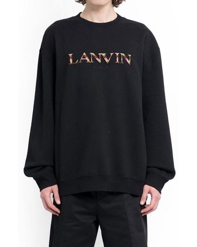 Lanvin Embroidered Logo Crew Neck Sweatshirt - Black