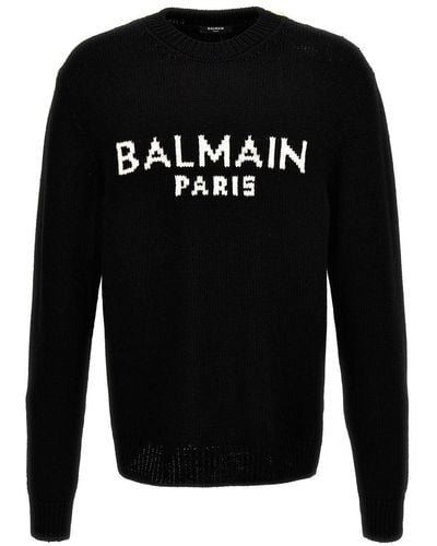Balmain Jacquard Logo Sweater Sweater, Cardigans - Black