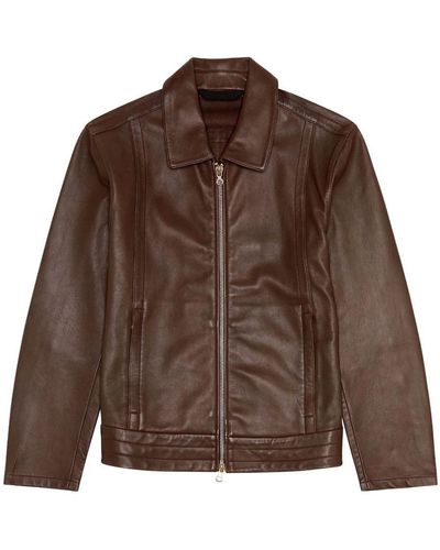 DIESEL Shirt Jacket In Supple Leather - Brown