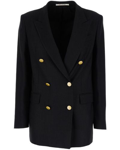Tagliatore Double-Breasted Blazer With-Tone Buttons - Black