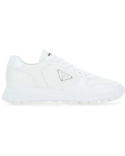 Prada Re-Nylon And Brushed Leather Sneakers - White