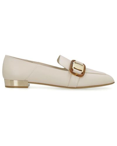 Ferragamo Wang Leather Loafers - White