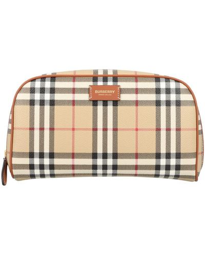 Burberry Medium Check Travel Pouch - Natural