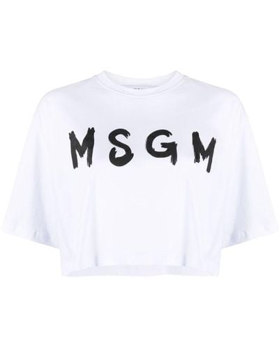 MSGM Short T-shirt Logo - White