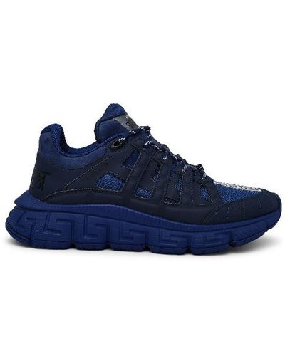 Versace Blue Leather Blend Trigreca Sneakers