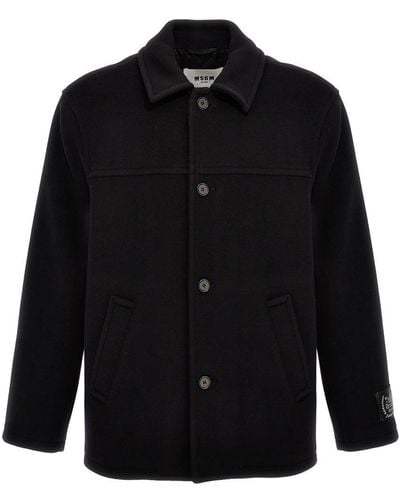 MSGM Peacoat Coat - Black