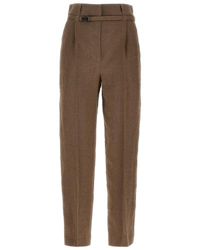 Brunello Cucinelli Linen Pants Beige - Brown