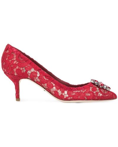 Dolce & Gabbana Bellucci Lace Pumps - Red