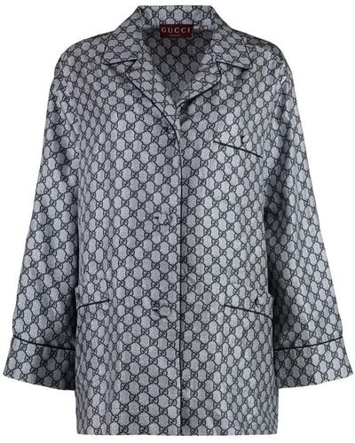 Gucci Printed Twill Shirt - Gray
