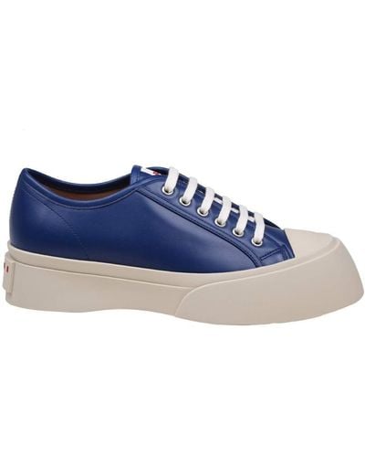 Marni Leather Lace-Up Sneakers - Blue