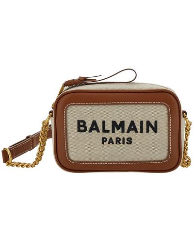 Balmain 'b-army' Brown Crossbody Bag With Contrasting Logo Detail In Leather Woman
