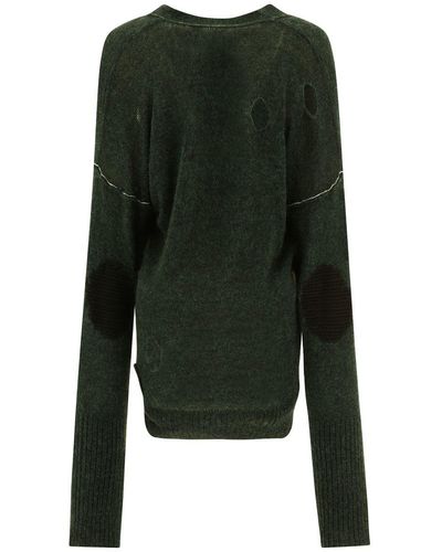 MM6 by Maison Martin Margiela Dark Wool Blend Cardigan - Green