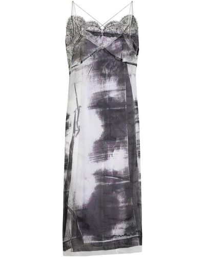 Maison Margiela 'Freeze-Frame' Multicolored Silk Blend Dress - Gray