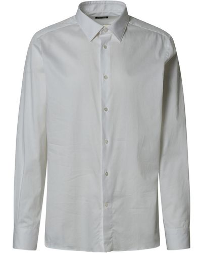 Zegna White Stretch Cotton Shirt - Grey