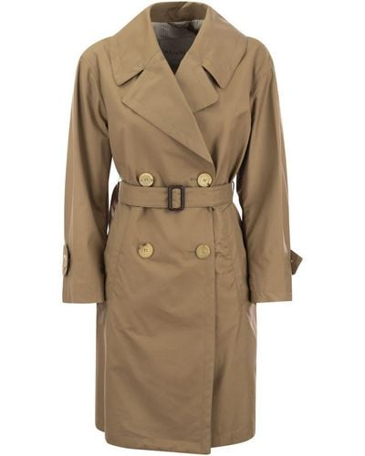 Max Mara Vtrench - Drip-proof Cotton Twill Over Trench Coat - Natural