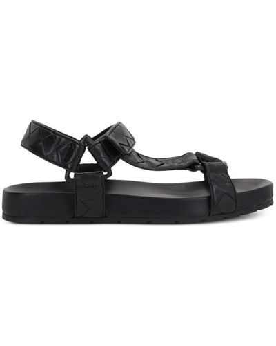 Bottega Veneta "Trip" Leather Sandals - Black