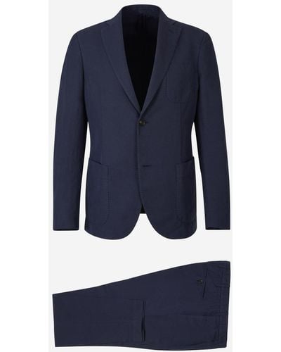 Incotex Plain Linen Suit - Blue