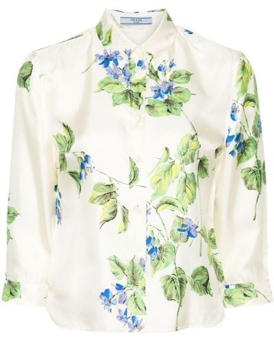 Prada Floral-print Shirt - White