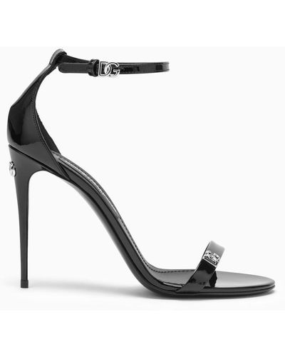 Dolce & Gabbana Dolce&gabbana High Patent Sandal With Logo - Black