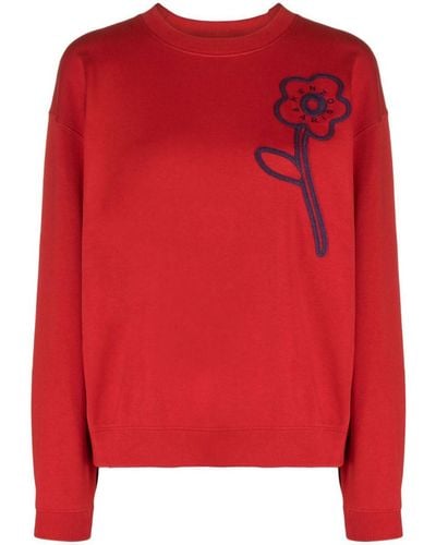 KENZO Cotton Sweatshirt With Boke Flower Embroidery - Red