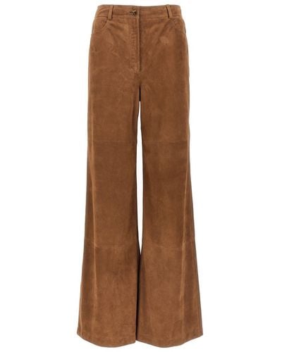 Alberta Ferretti Suede Trousers - Brown