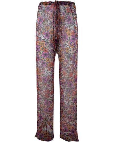 Dries Van Noten Silk Pants - Purple