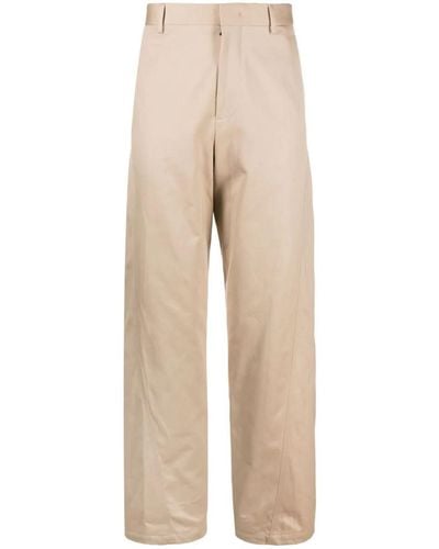 Lanvin Twisted Cotton Chino Trousers - Natural
