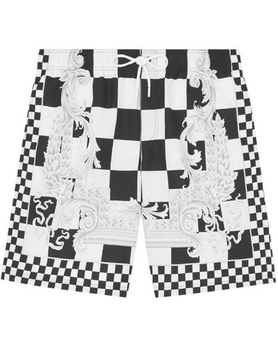Versace Checkered Print Swimsuit - White
